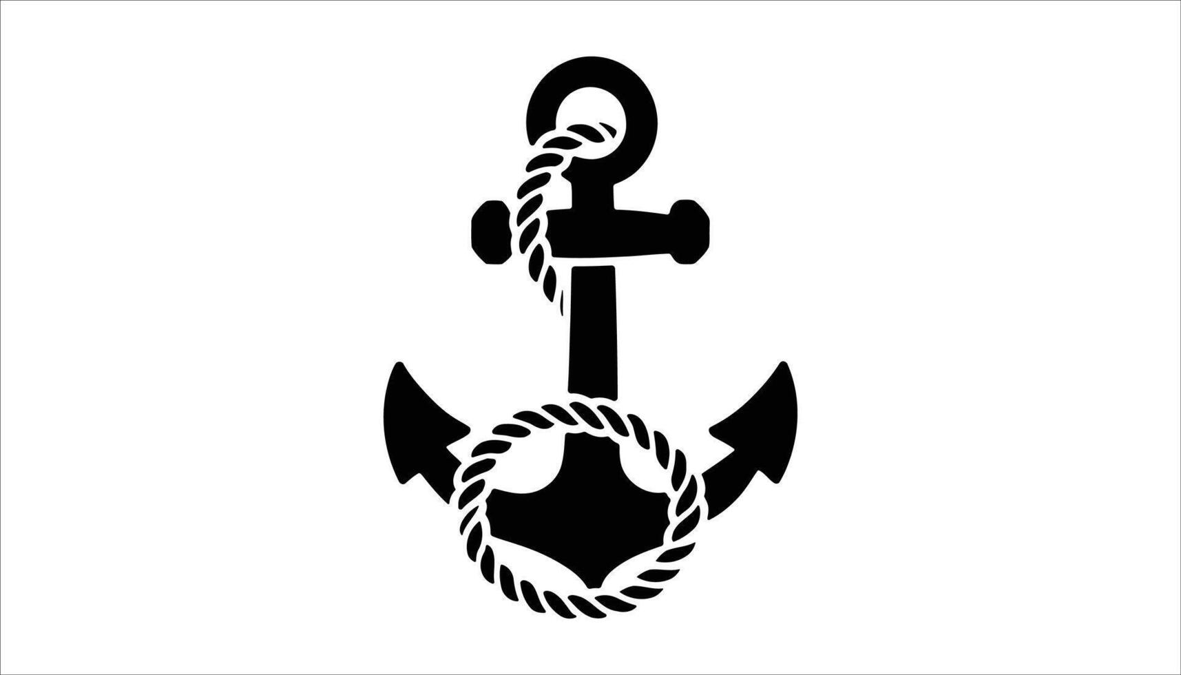 Anchor with Rope Nautical Symbol Ico Design vector