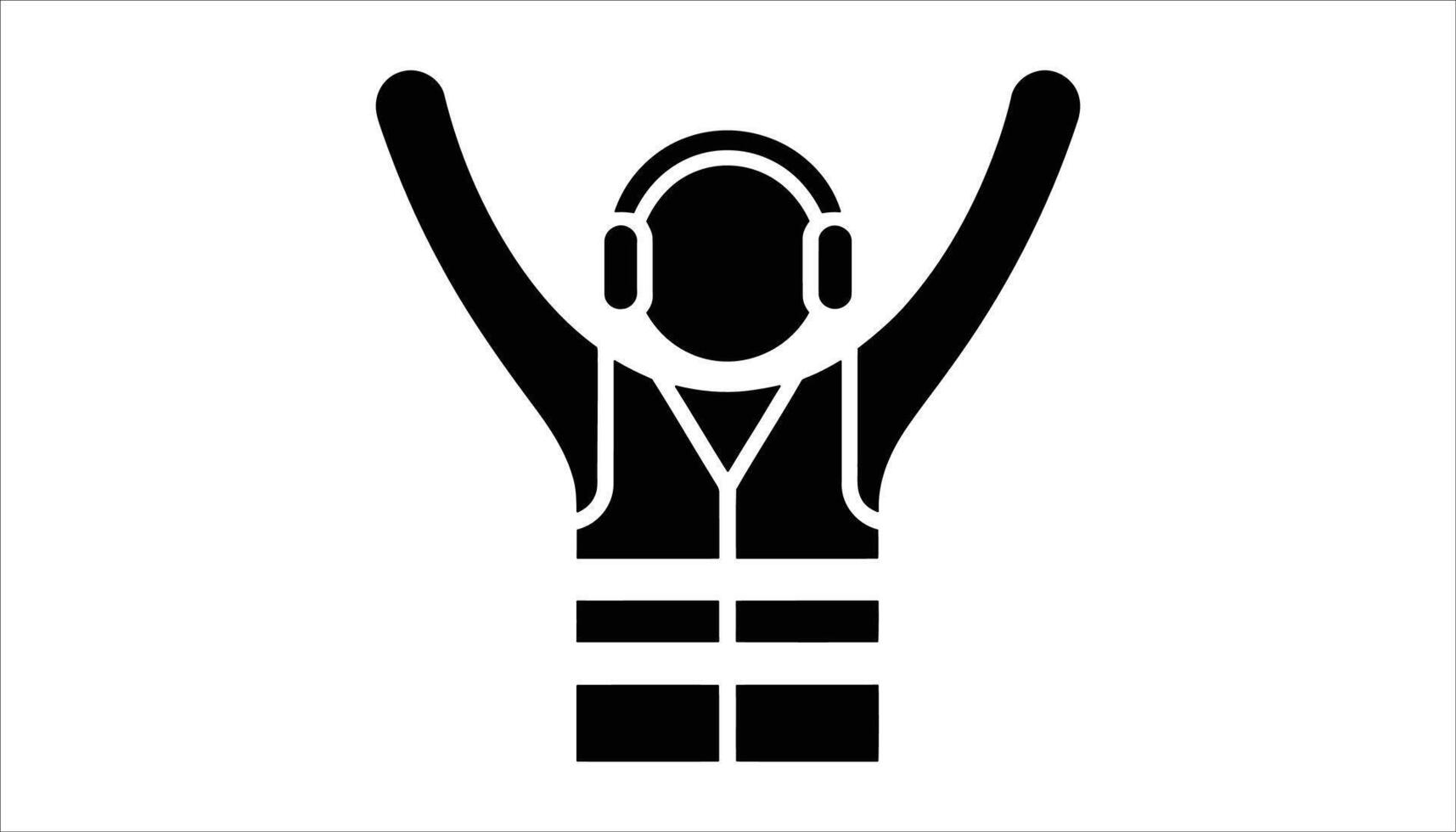 DJ with Headphones and Raised Arms Icon for Music vector