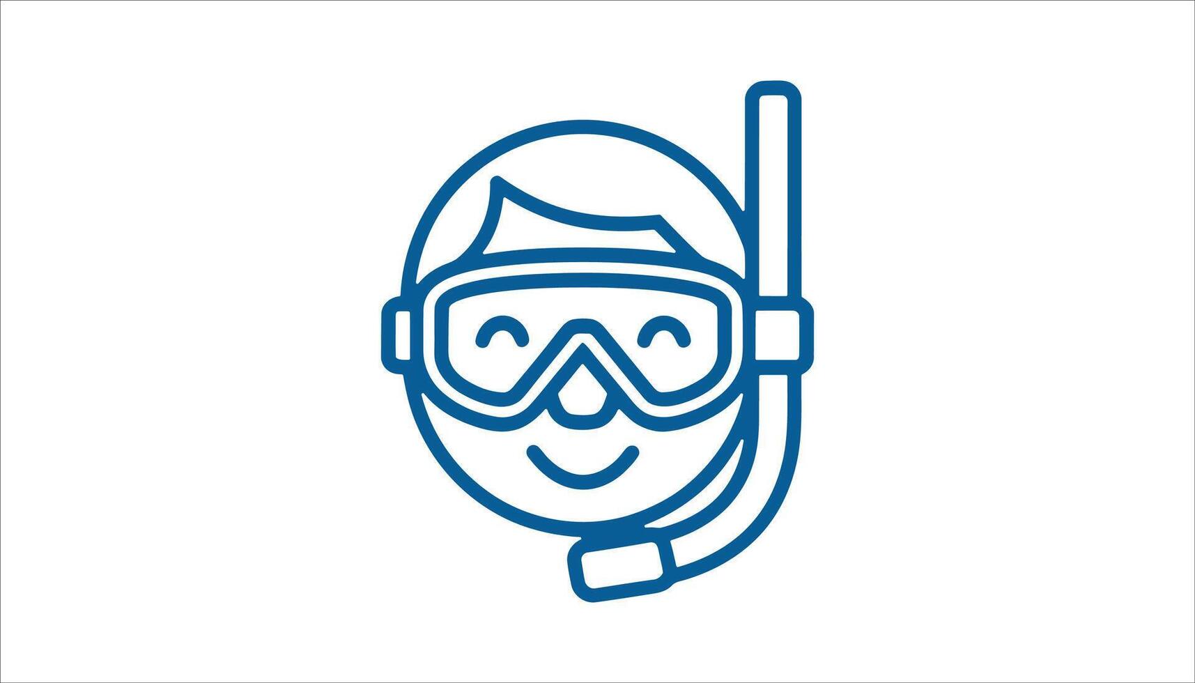 Snorkeling Kid Icon with Mask and Snorkel Simple Line Art vector