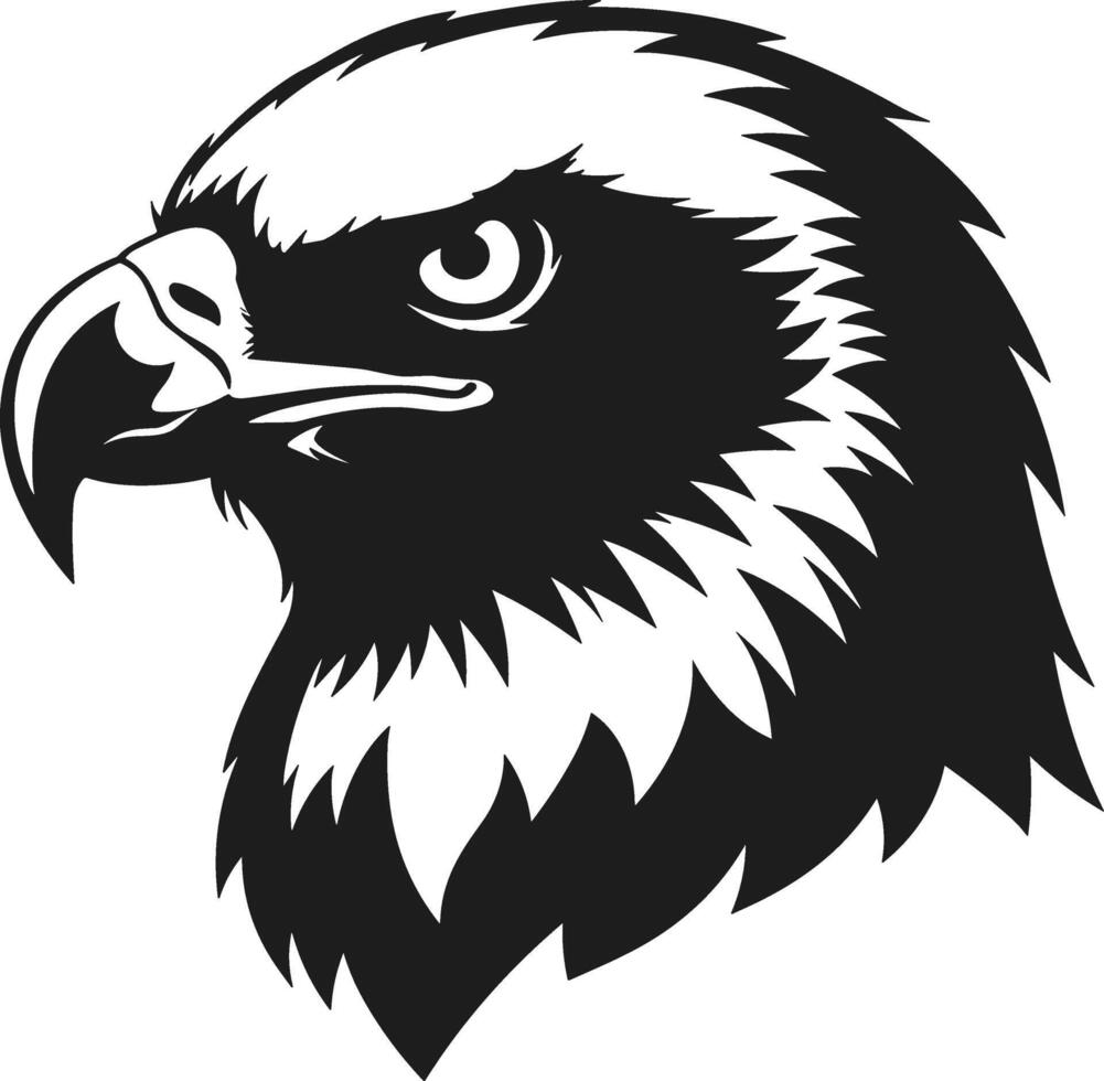 Aggressive Eagle Head Silhouette - Fierce Black Raptor Graphic Illustration vector