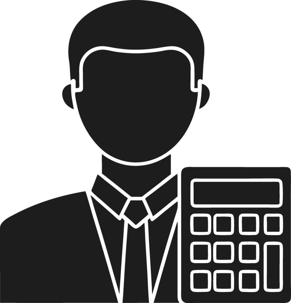 Silhouette of Businessman with Calculator - Finance and Accounting Icon vector