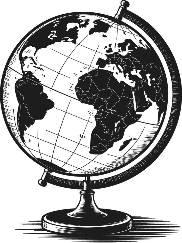 Vintage Globe Silhouette - Educational Back to School Illustration vector