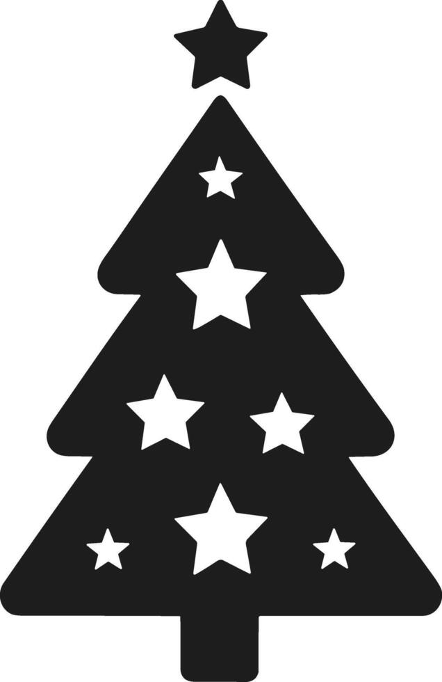 Christmas Tree Silhouette with Star Decorations and Topper vector