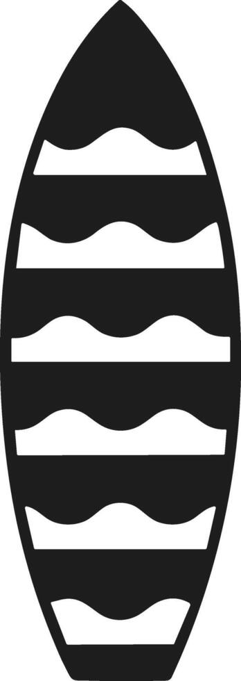 Wavy Striped Surfboard Silhouette - Summer Beach Icon Illustration vector