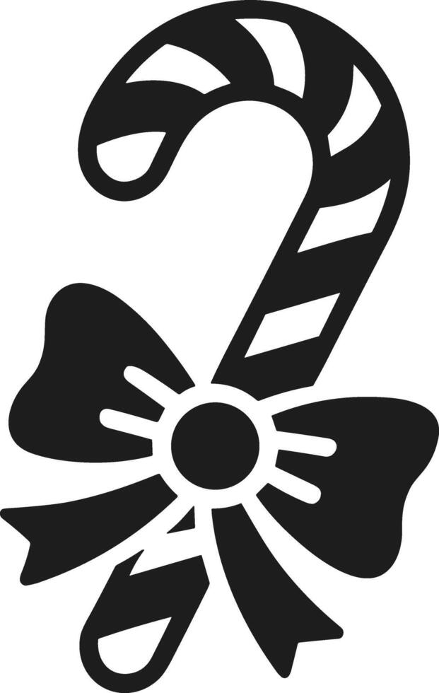 Candy Cane with Bow Silhouette - Festive Christmas Icon for Holiday Design vector