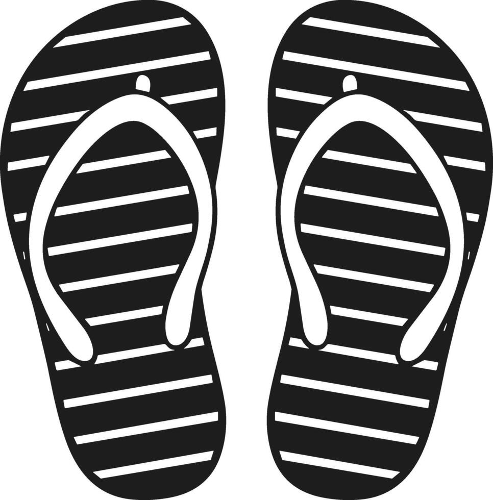 Striped Flip Flops Silhouette - Minimal Summer Footwear Illustration vector