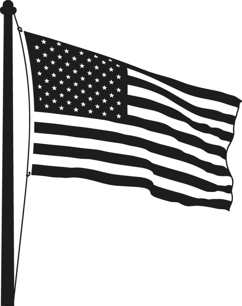 Waving American Flag Silhouette - Patriotic Illustration vector