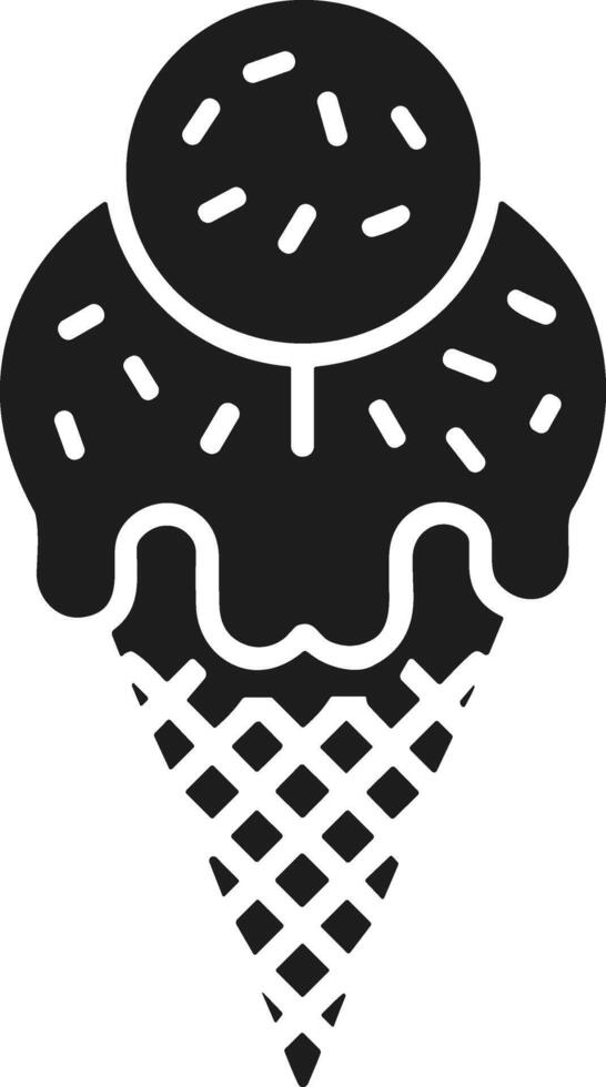 Melting Ice Cream Cone Silhouette with Sprinkles - Summer Dessert Icon vector