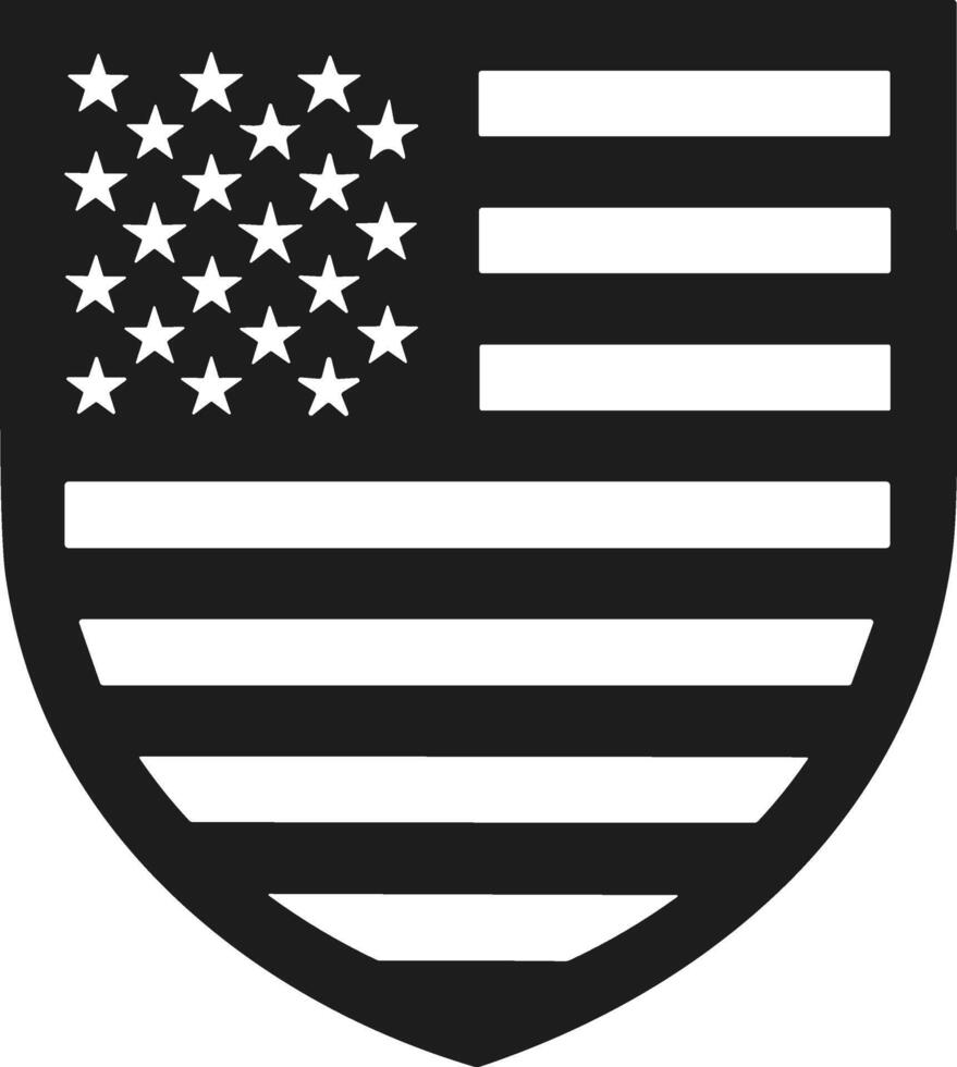 USA Flag Shield Silhouette - Patriotic American Emblem for Independence Day vector