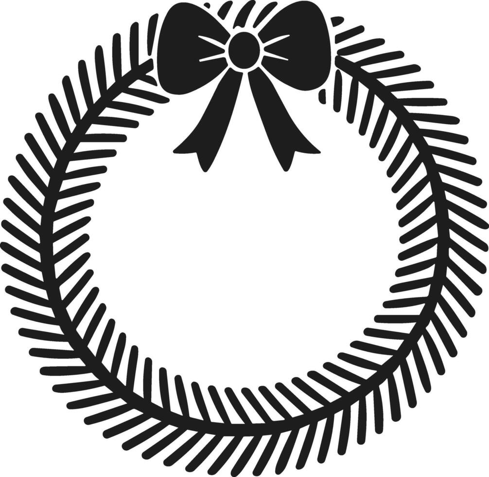 Christmas Wreath Silhouette with Festive Bow - Holiday Decoration vector