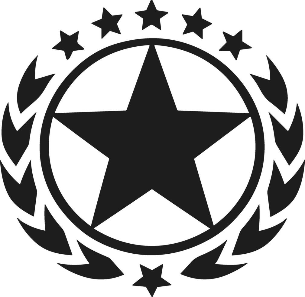 Military Star Emblem Silhouette - Patriotic Badge Design with Laurel Wreath vector