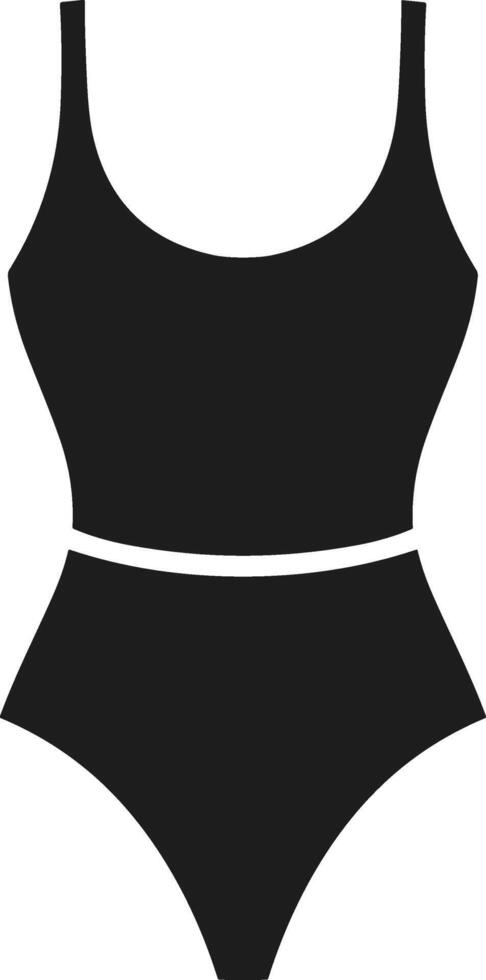 Elegant One-Piece Swimsuit Silhouette for Summer Beach and Swimwear Themes vector