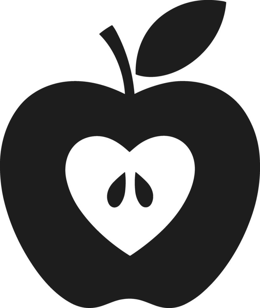 Apple Silhouette with Heart Core - Back to School Illustration vector