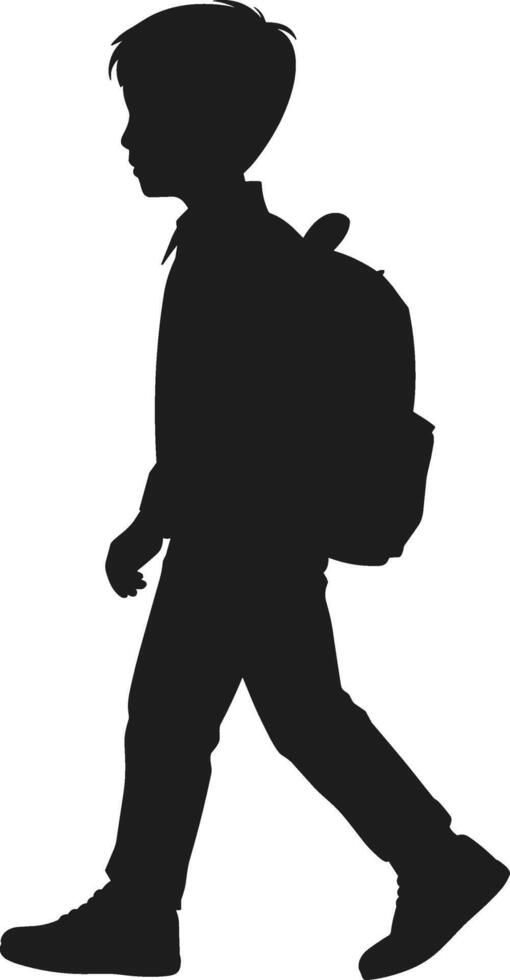 Silhouette of a Schoolboy Walking with Backpack - Back to School Illustration vector