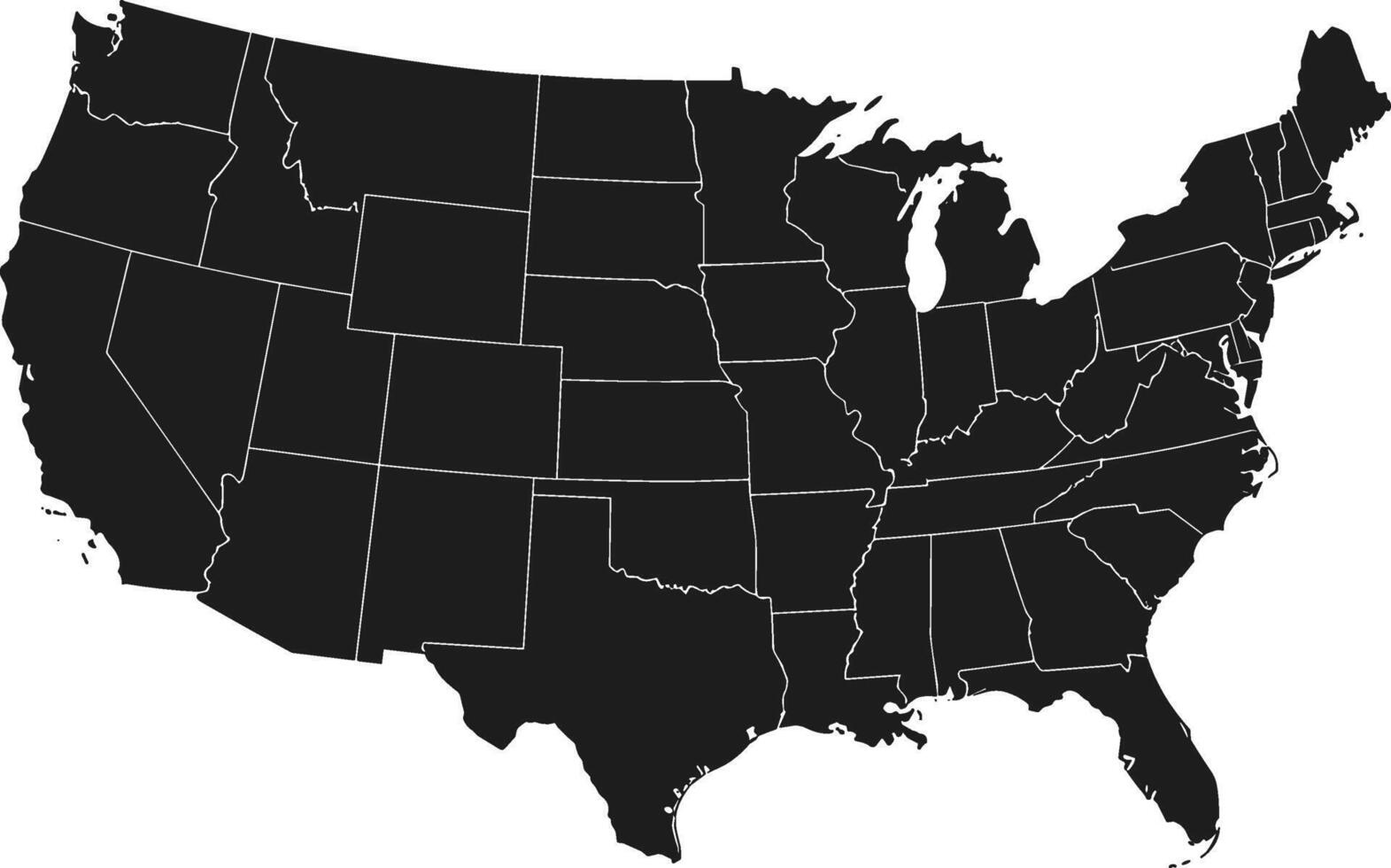 USA State Map Silhouette with Borders for Independence Day and Patriotic Designs vector