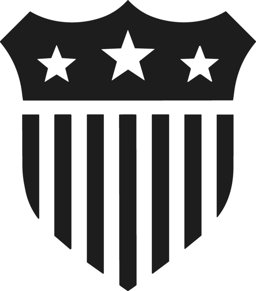 American Patriotic Shield Silhouette - Stars and Stripes Emblem for Independence Day vector