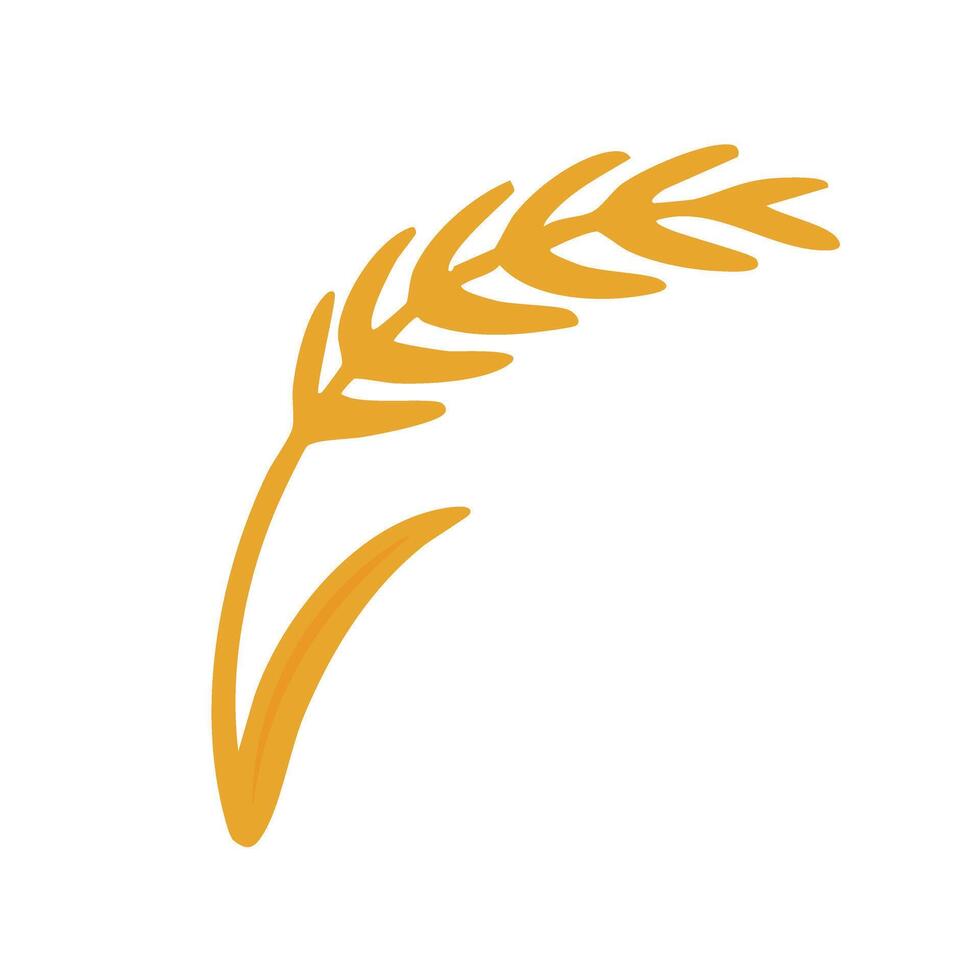 Simple golden wheat ear icon in flat style, perfect for autumn harvest and farm themes. vector