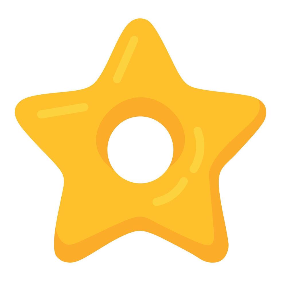 Cute inflatable swim ring in the shape of a bright yellow star, great for kids and summer fun. vector