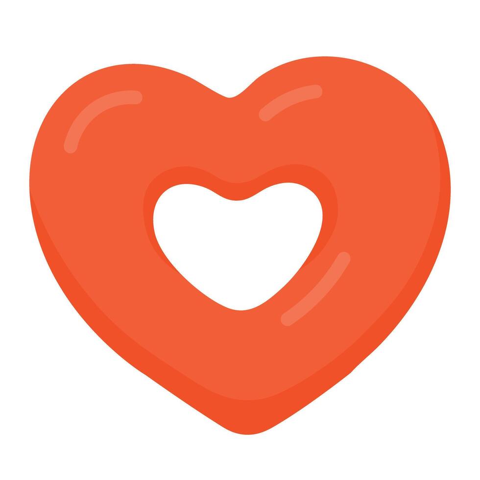 Bright inflatable swim ring in the shape of a red heart, perfect for romantic summer vibes. vector