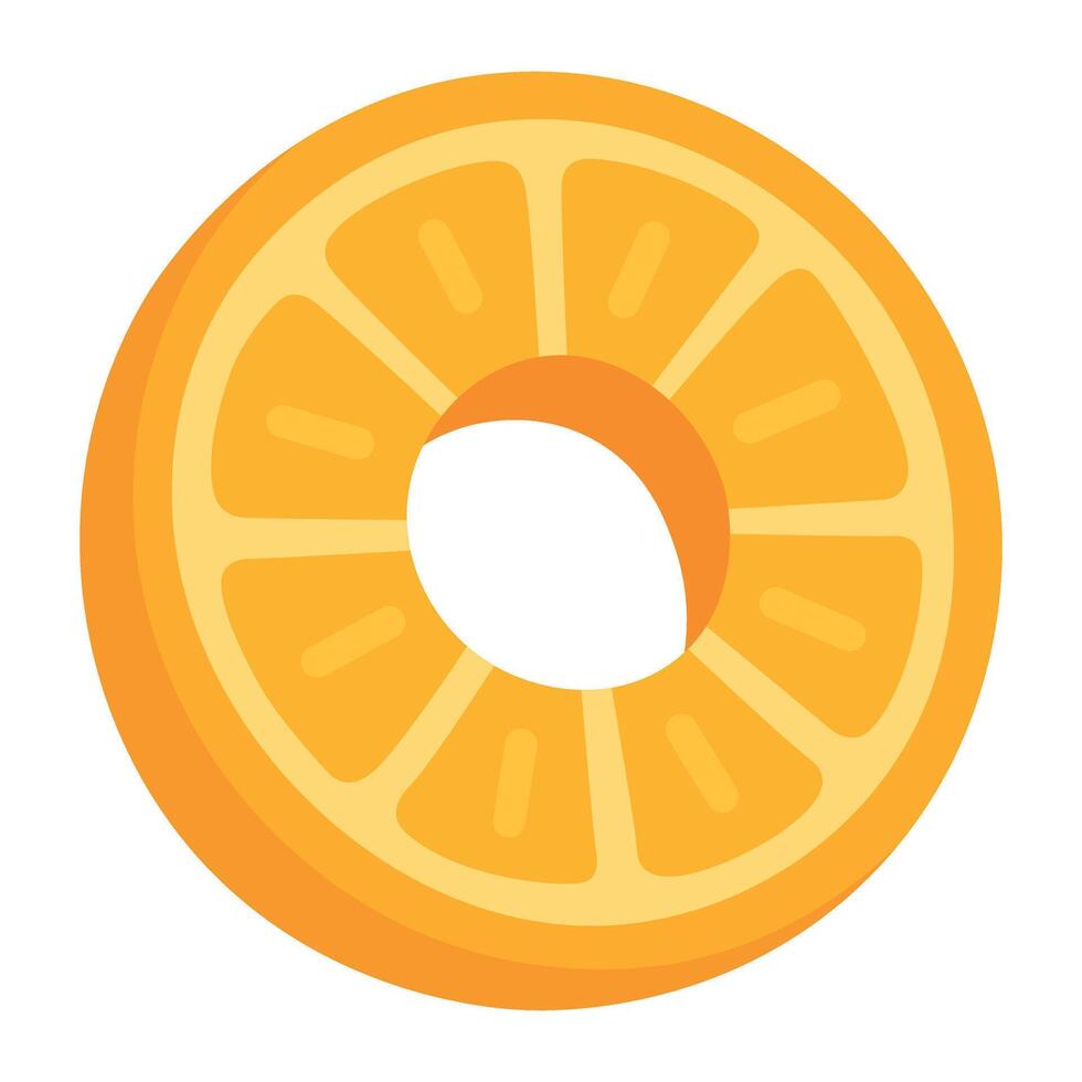 Bright inflatable swim ring in the shape of an orange slice, ideal for tropical summer fun. vector