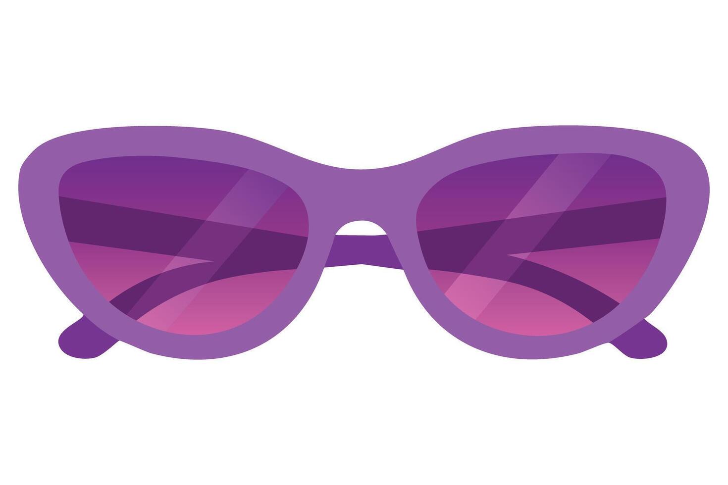 Elegant purple sunglasses with soft oval shape and gradient lenses in clean flat cartoon style. vector
