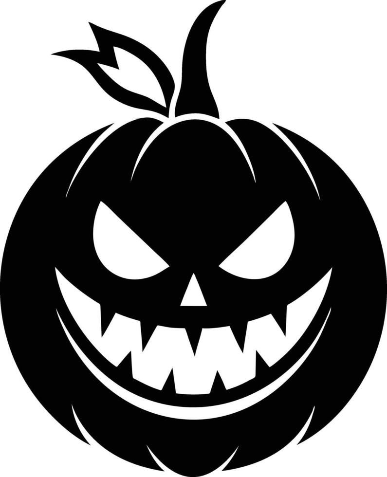 Evil Jack O Lantern Face Silhouette with Halloween Mood Available on EPS File vector