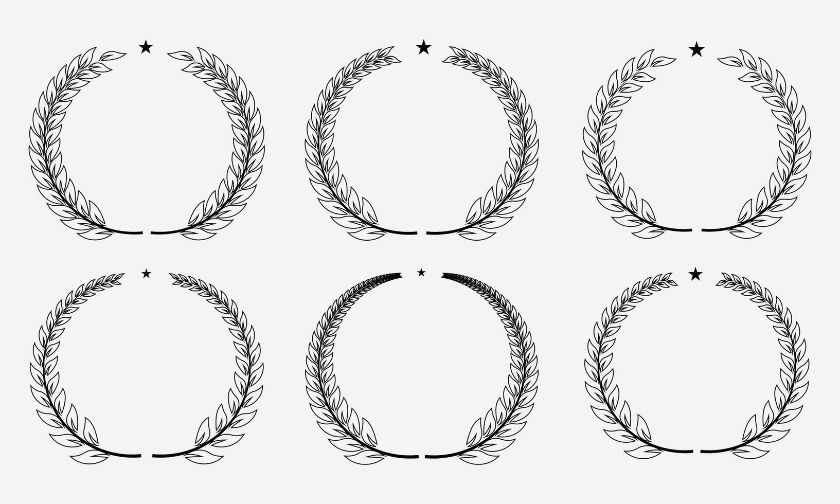 Classic Laurel Wreath Set for Award Badges Certificates and Elegant Recognition set Designs vector