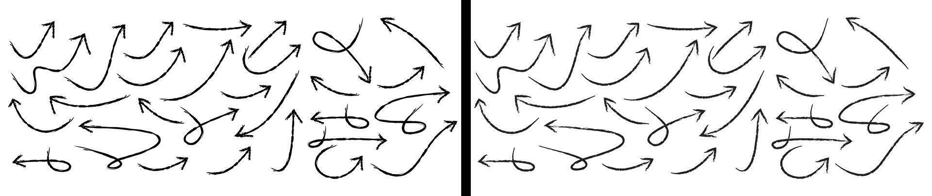 Hand Drawn Curved Arrow Collection Creative Sketch arrow Set for Notes Infographics Diagrams and Visual vector