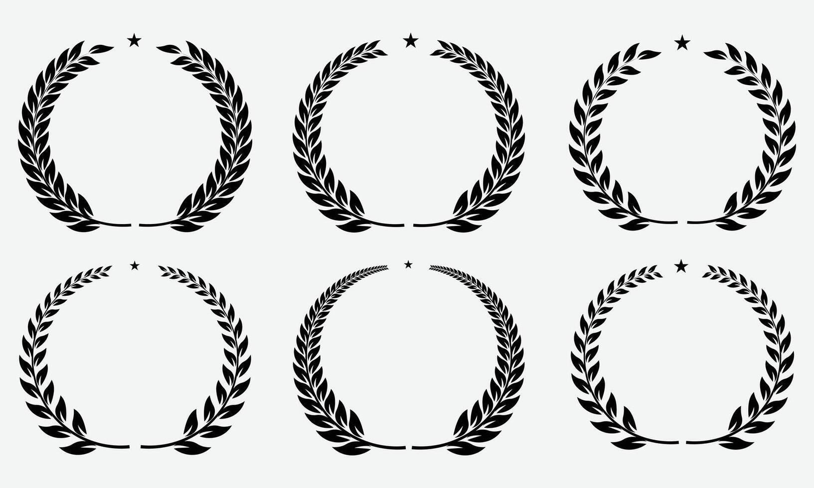 Classic Laurel Wreath Set for Award Badges Certificates and Elegant Recognition Designs set vector