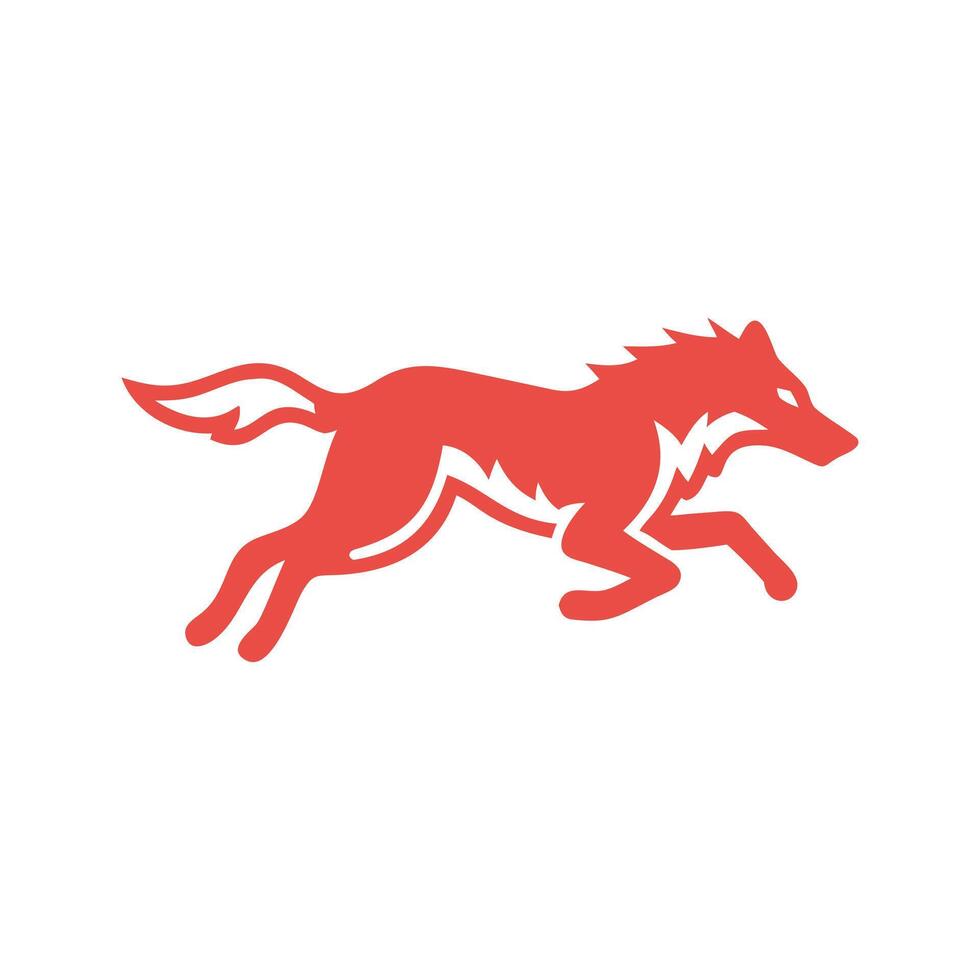 Running fox silhouette logo design template vector
