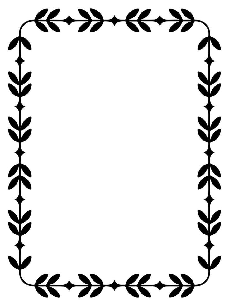Elegant black leafy corner border design on white background for invitation or frame vector