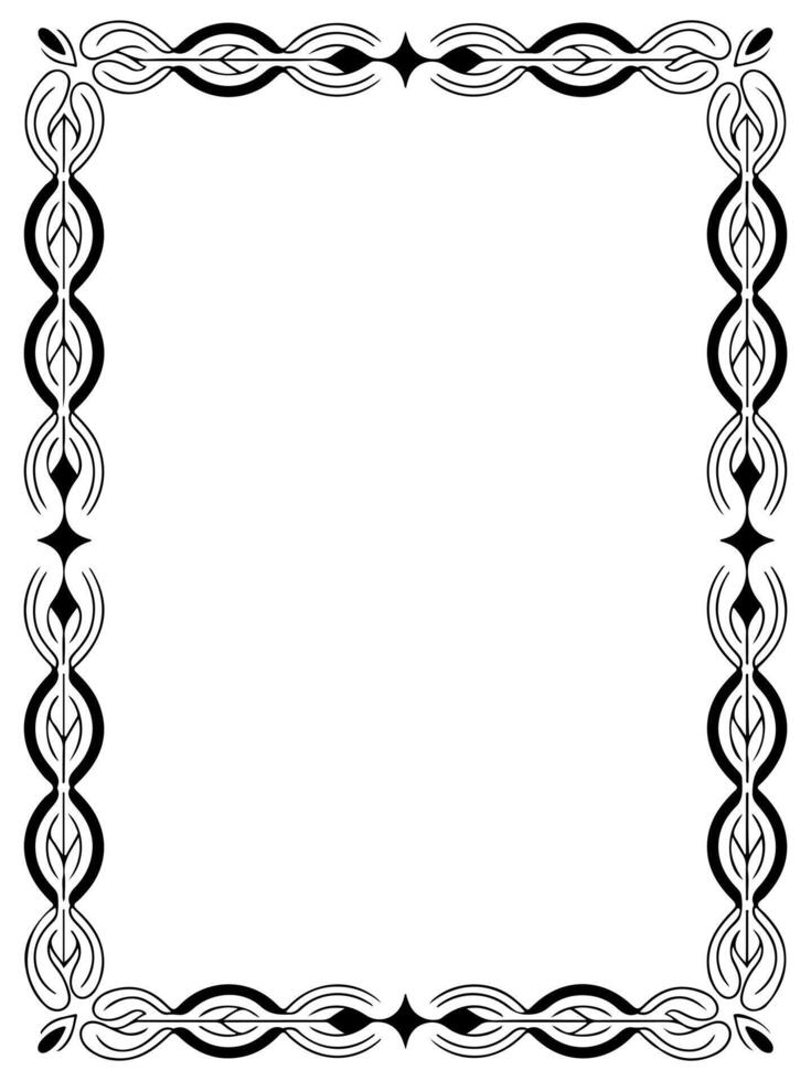 Elegant black and white Celtic knot border frame design with ornamental symmetric line pattern vector