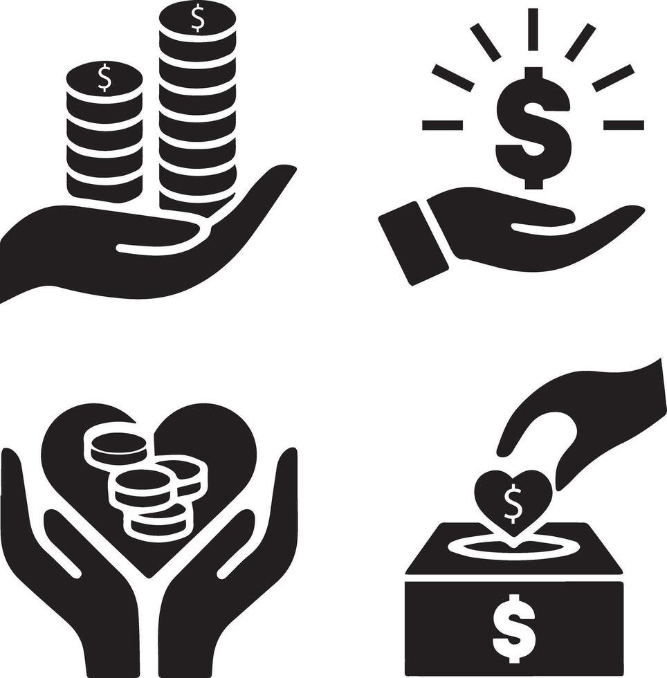 Helping hand logo with coin and dollar sign vector