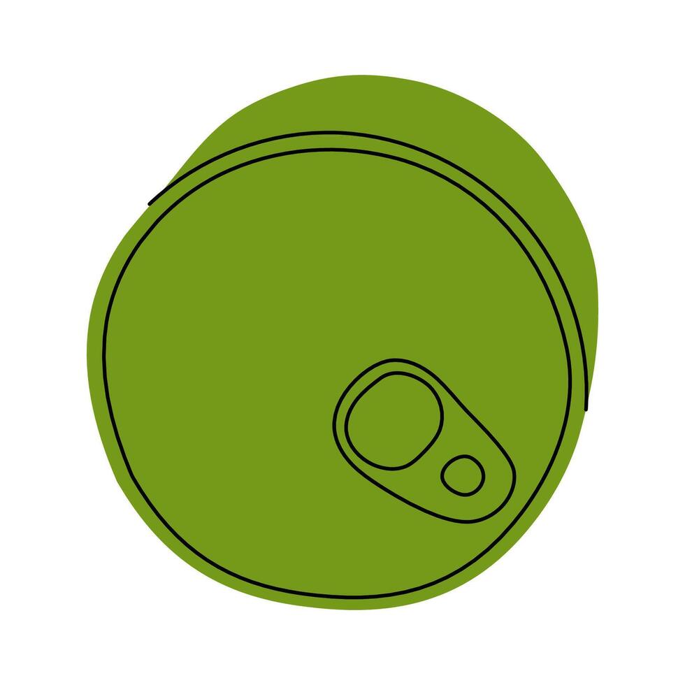 illustration of a green tin can with pull tab, isolated on white background, minimal flat design for food or packaging concepts vector