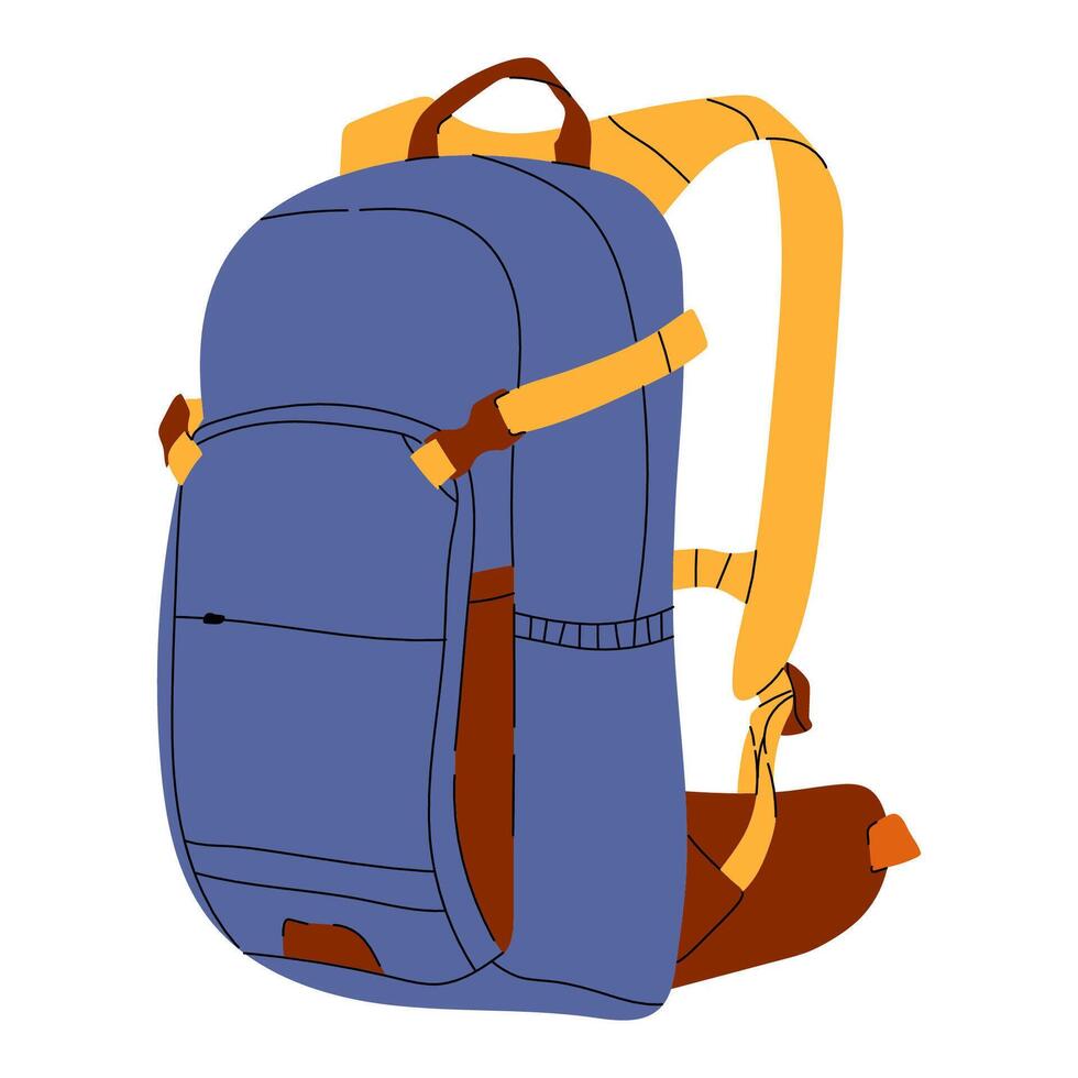 Simple camping backpack. flat modern hiking backpack. Retro looking stylish camping and mountain exploring backpack vector