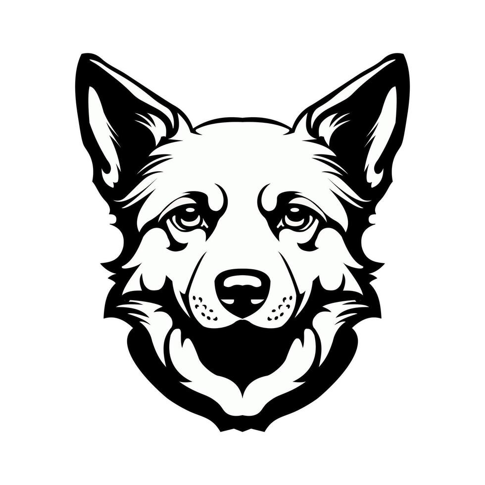 A black and white image of a dog's head vector
