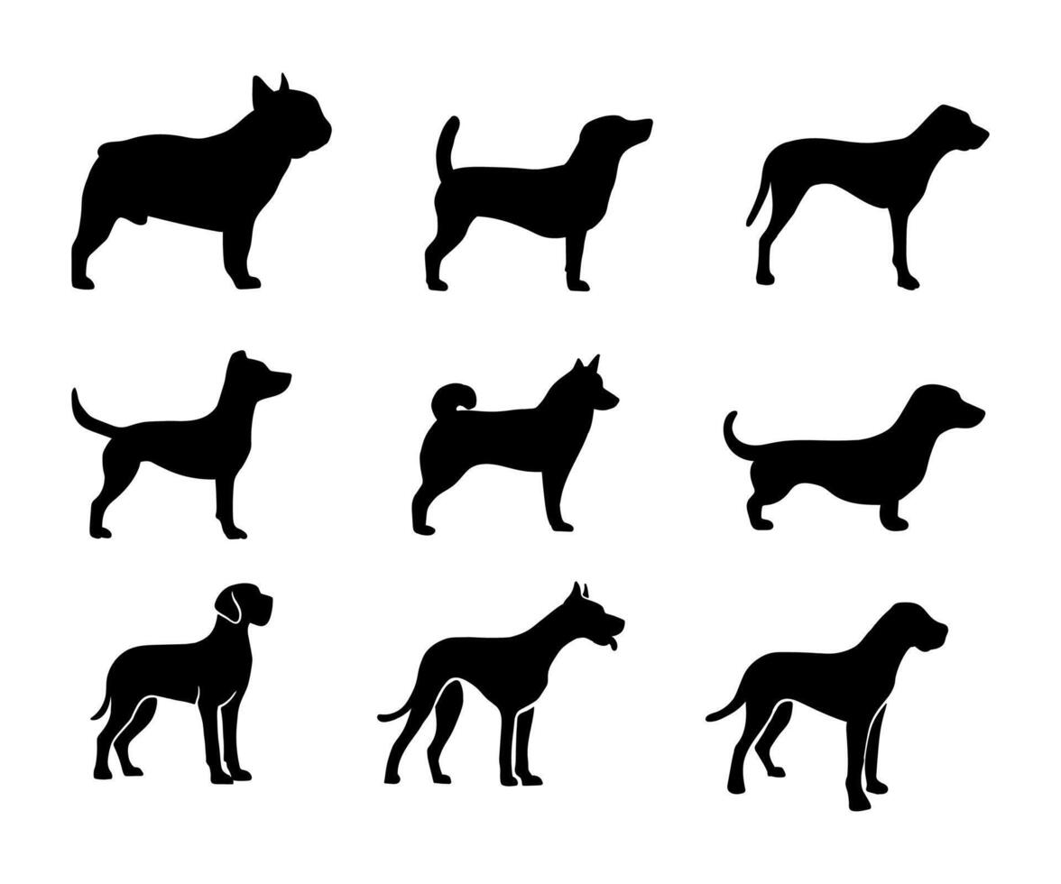 dog animal silhouette collection set on white background vector