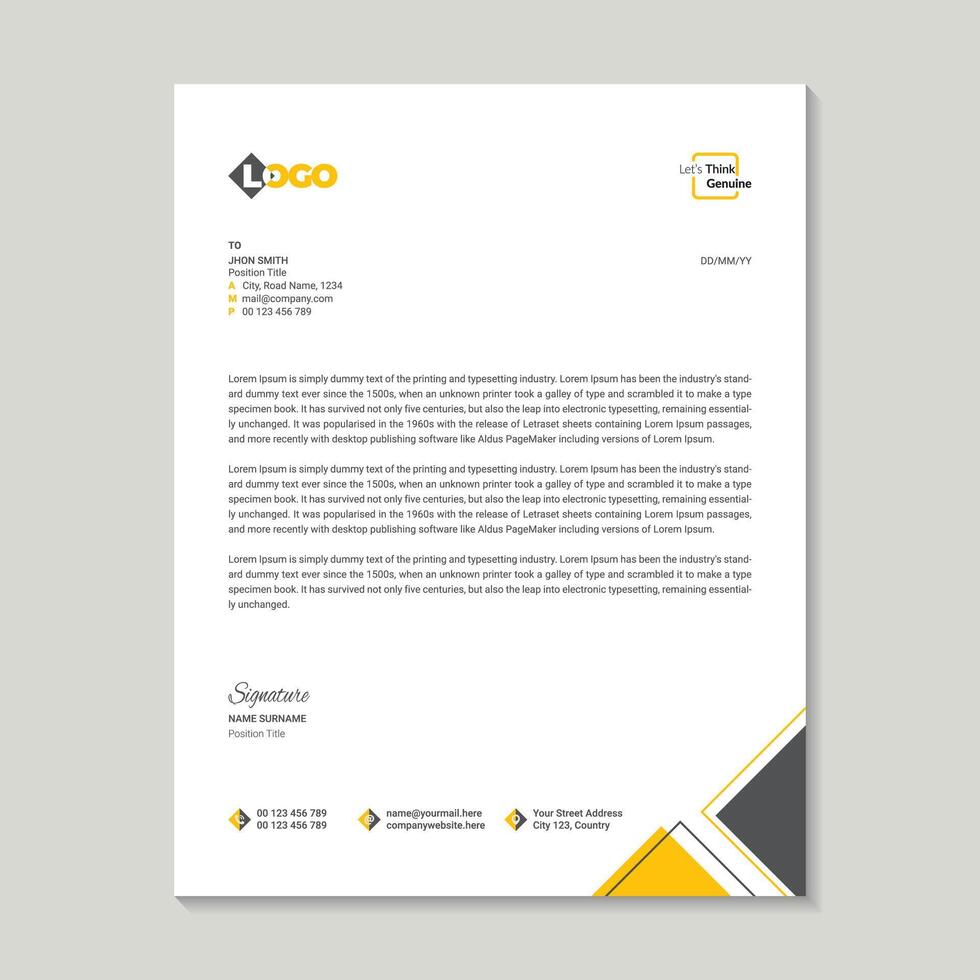 A Simple Modern Letterhead Design vector