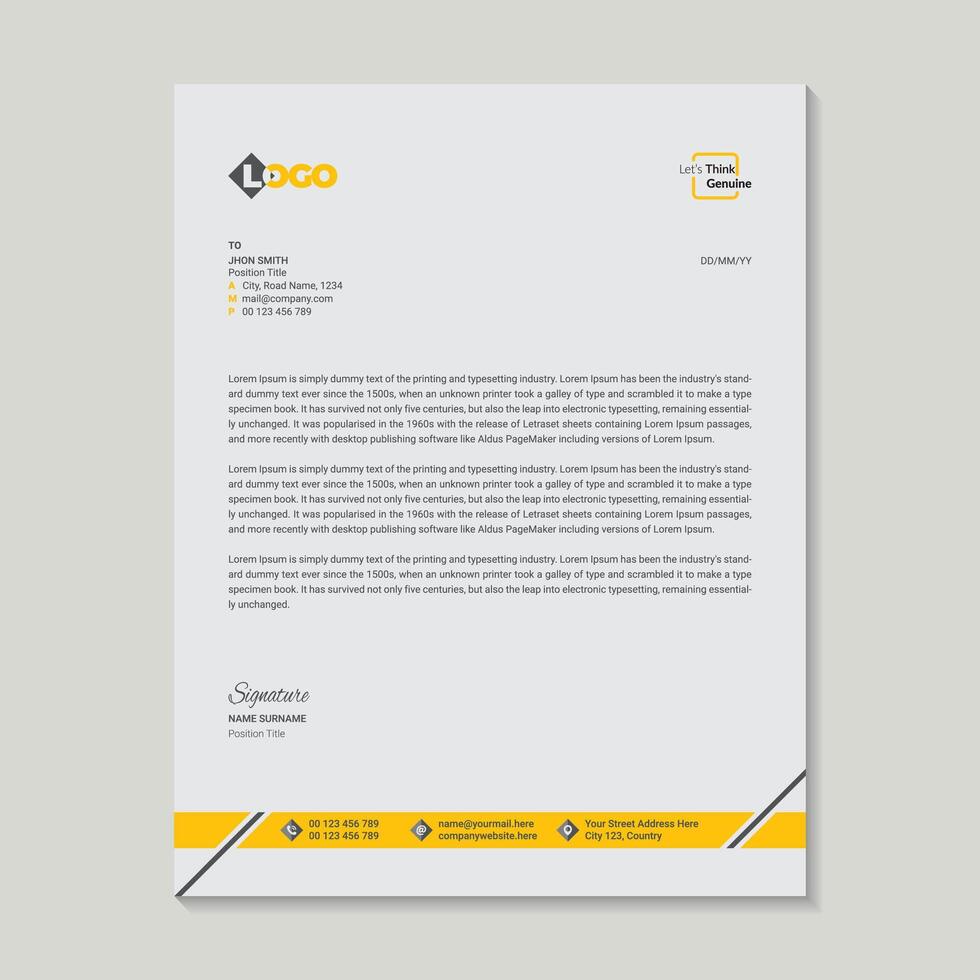 A Modern Letterhead Design Template vector