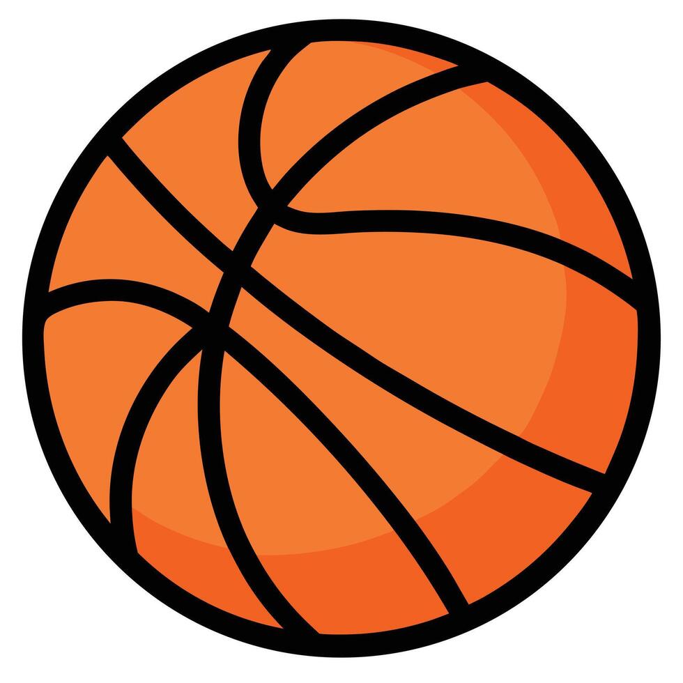 Sporting equipment features an orange basketball outlined in black against a clean white backdrop vector
