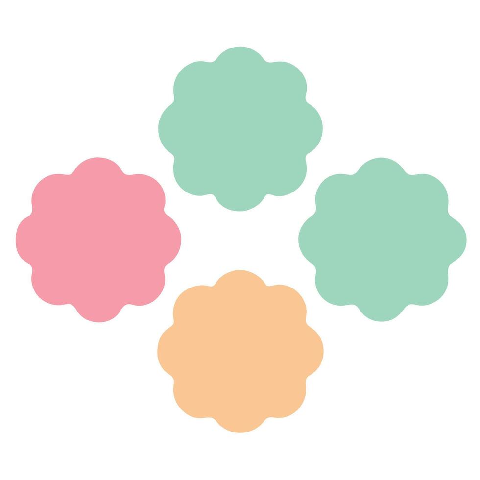 Pastel Floral Shapes Arranged in Diamond Pattern with Peach, Mint and Coral Colors vector