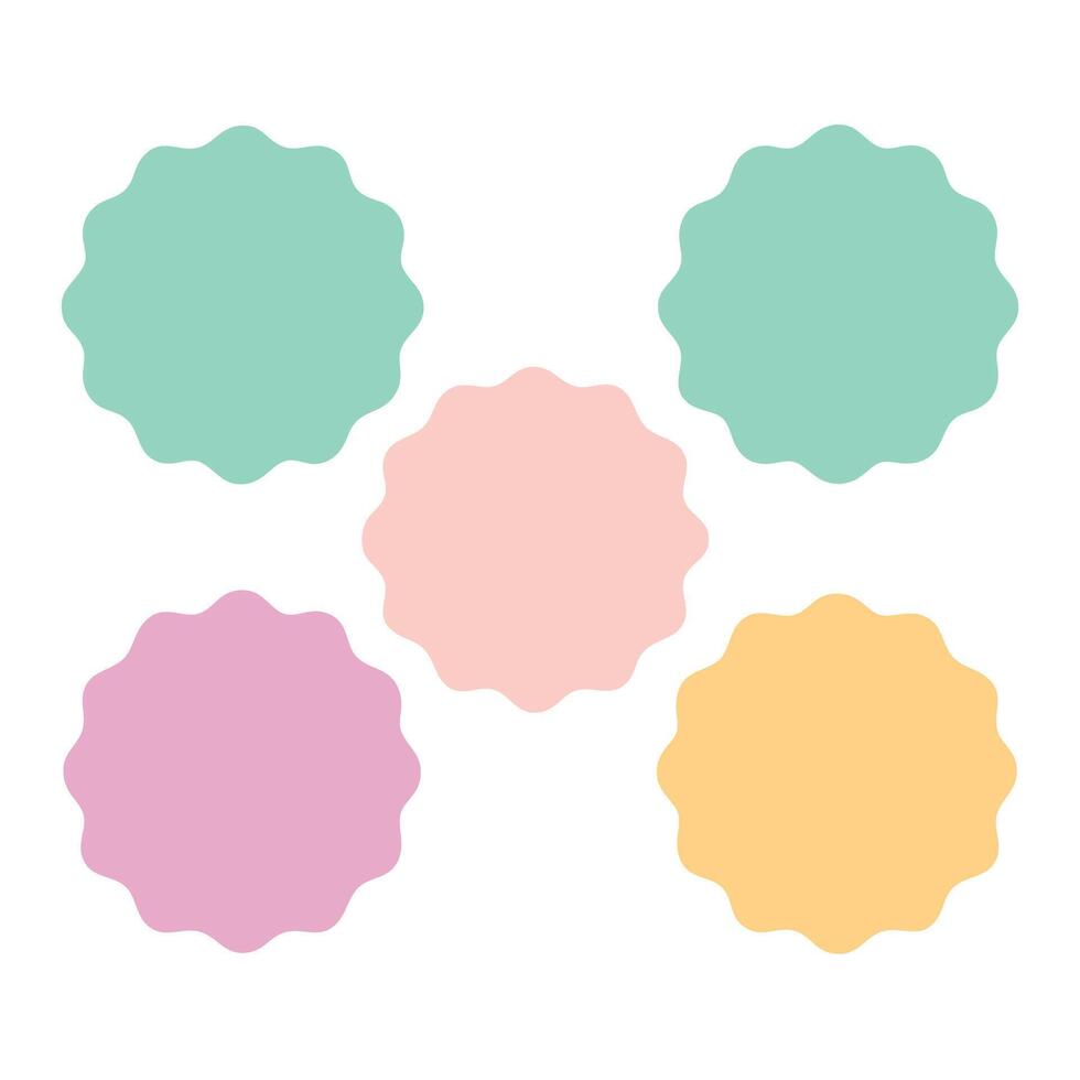 Pastel Color Palette Collection of WavyEdged Shapes on White Background Design Element vector