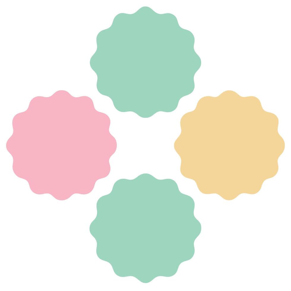 Wavy Pastel Shapes Arranged in Floral Design, Mint, Pink, and Cream Color Scheme vector