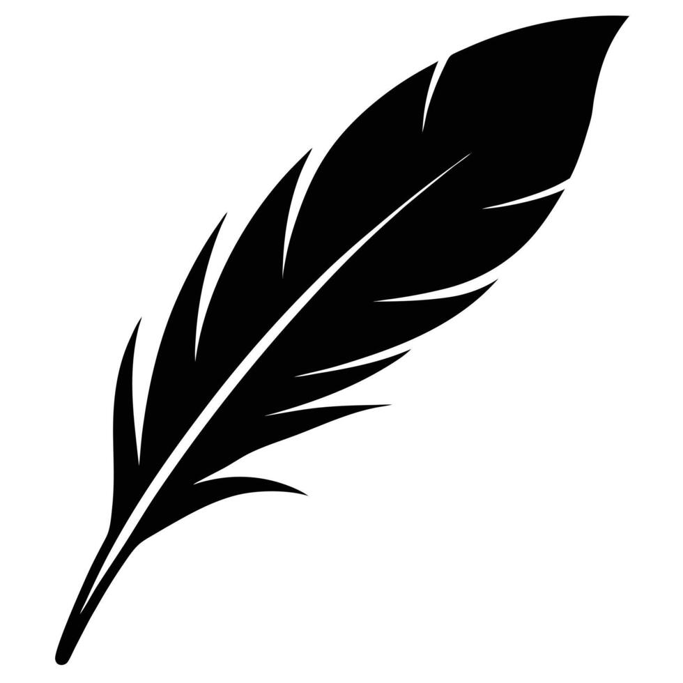 Elegant Black Feather Silhouette Detailed Illustration for Creative Designs and Writing Concepts vector