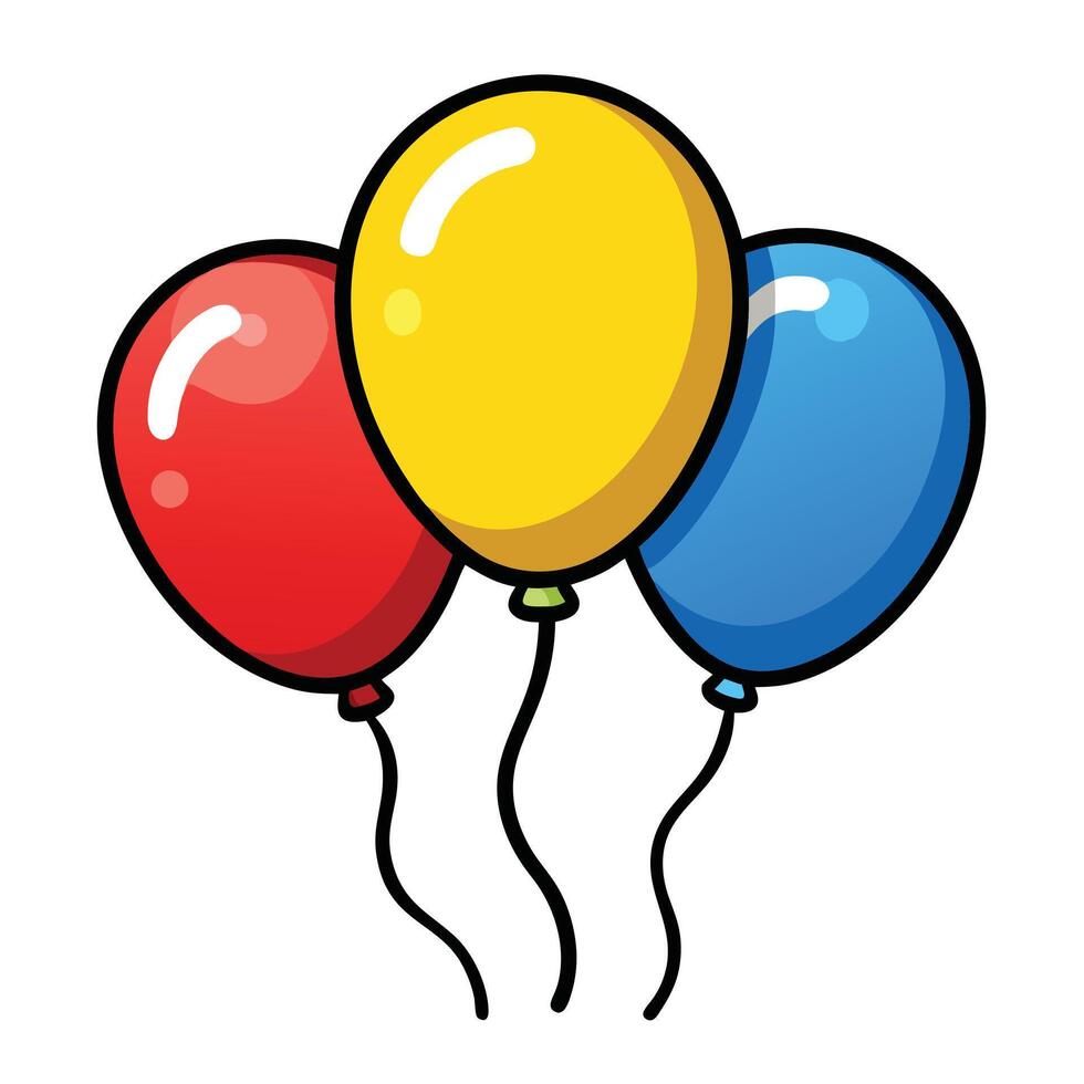 A bunch of festive balloons in red, yellow, and blue float upward nicely vector