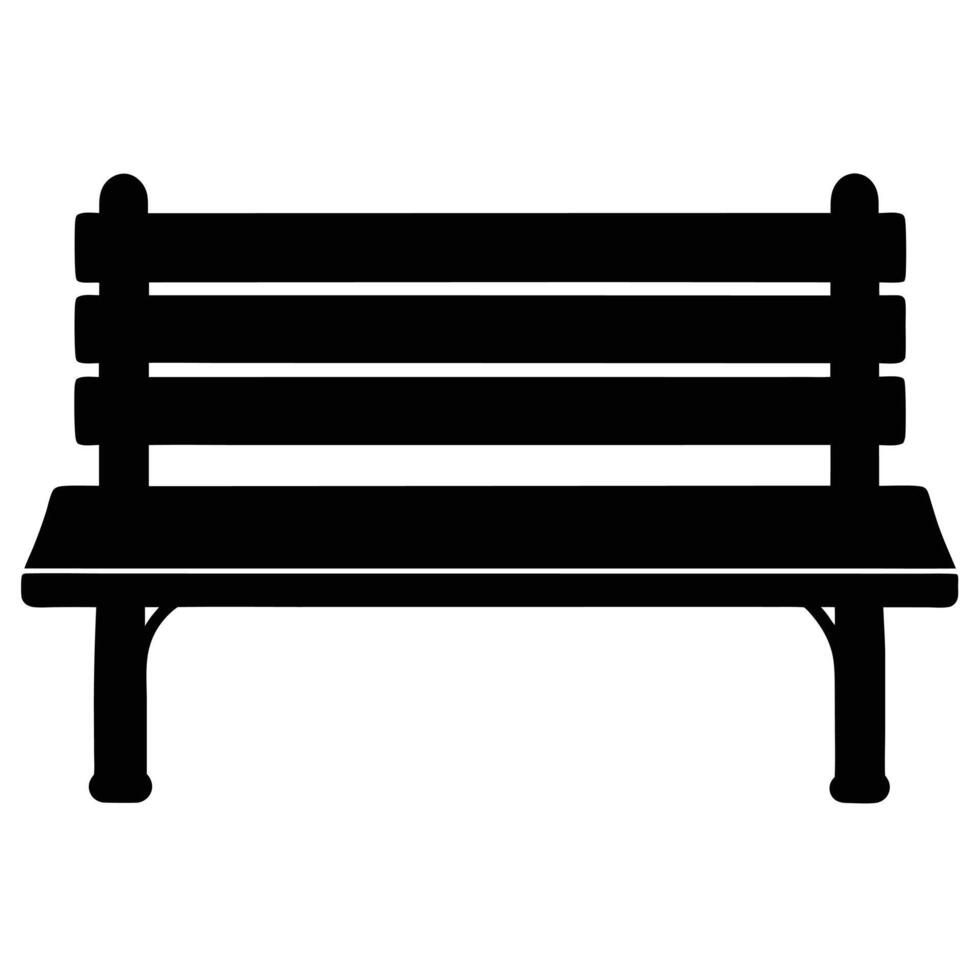 Black Silhouette of a Public Park Bench With Backrest on White Background vector