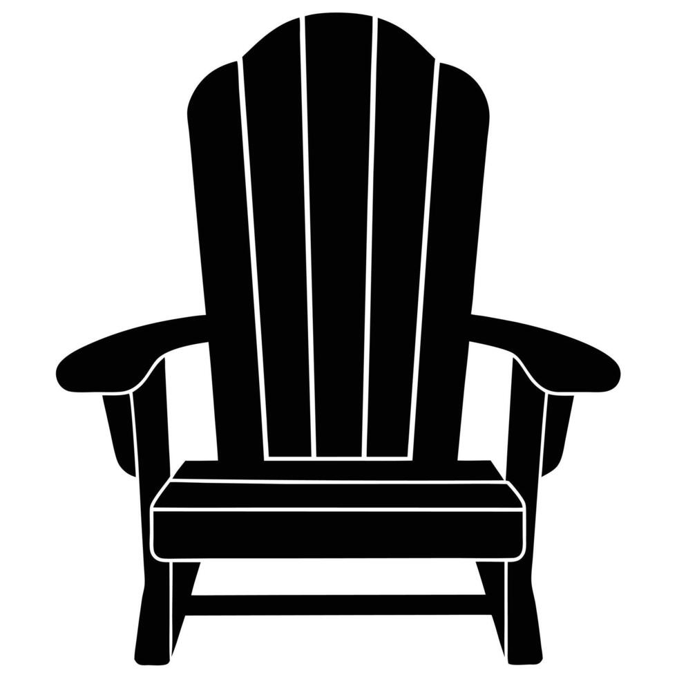 Black Adirondack Chair Silhouette Image, Classic Outdoor Furniture Design, Illustration Style vector