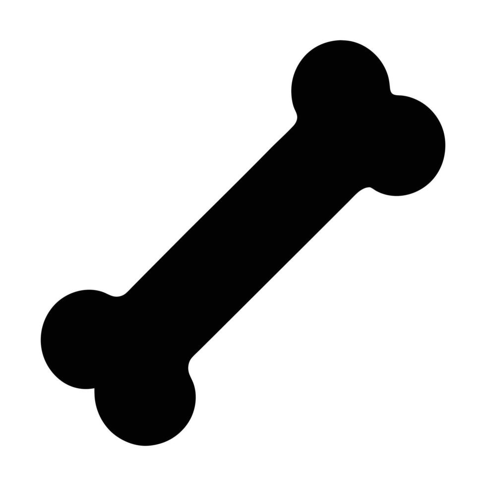 Black Bone Silhouette Simple Icon for Pets, Dogs, and Symbolic Representation vector