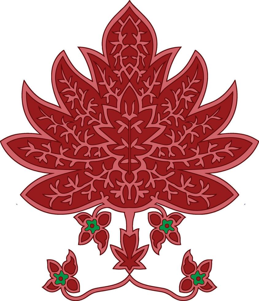 A red maple leaf with green leaves vector
