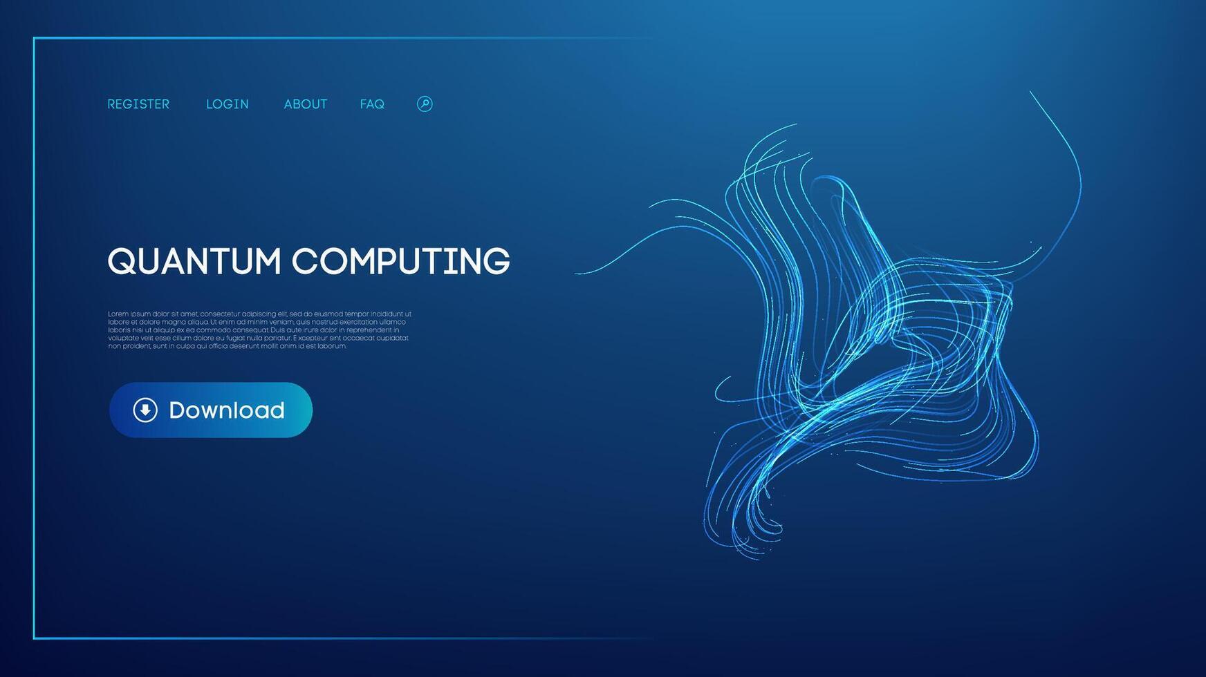 Quantum computing abstract background with digital blue lines vector